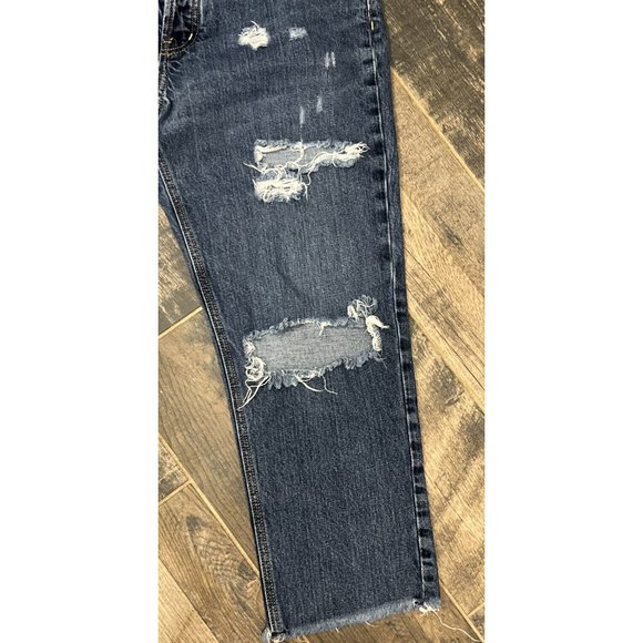 Old Navy High‎ Rise Slouchy Straight Jeans Women's Button Fly Destroyed Frayed 8 - Picture 5 of 8